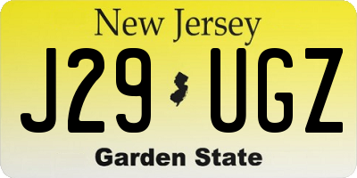 NJ license plate J29UGZ