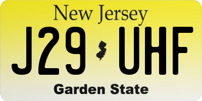 NJ license plate J29UHF