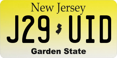 NJ license plate J29UID
