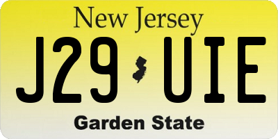 NJ license plate J29UIE