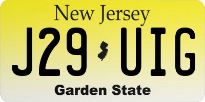 NJ license plate J29UIG