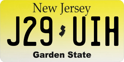 NJ license plate J29UIH