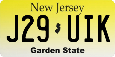 NJ license plate J29UIK