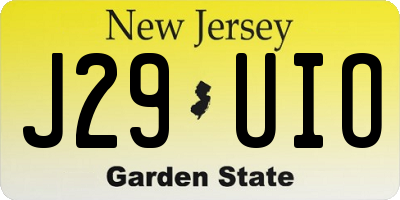 NJ license plate J29UIO