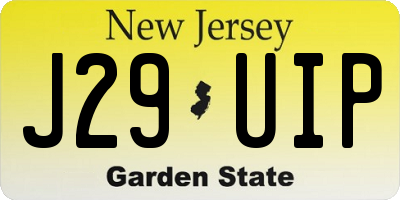 NJ license plate J29UIP