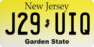 NJ license plate J29UIQ