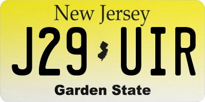 NJ license plate J29UIR