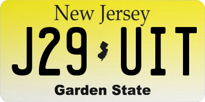 NJ license plate J29UIT