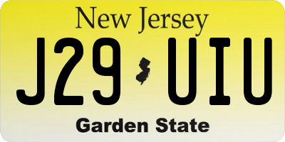 NJ license plate J29UIU
