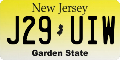 NJ license plate J29UIW