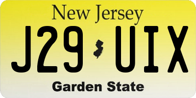 NJ license plate J29UIX