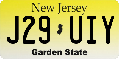 NJ license plate J29UIY