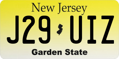 NJ license plate J29UIZ