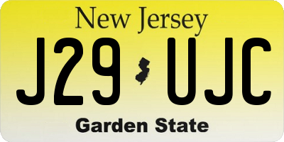 NJ license plate J29UJC