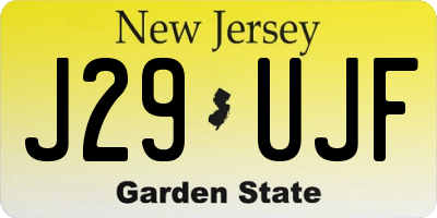 NJ license plate J29UJF