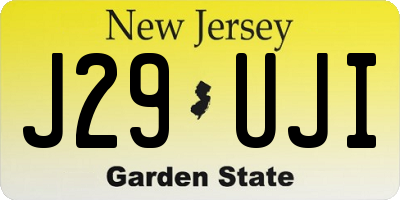 NJ license plate J29UJI