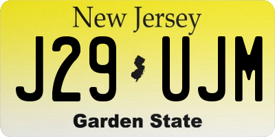 NJ license plate J29UJM
