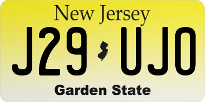 NJ license plate J29UJO