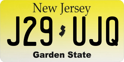 NJ license plate J29UJQ