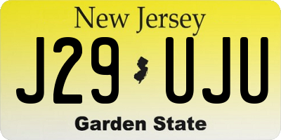 NJ license plate J29UJU