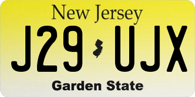 NJ license plate J29UJX