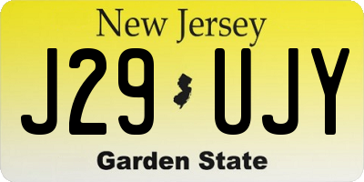 NJ license plate J29UJY
