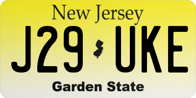NJ license plate J29UKE