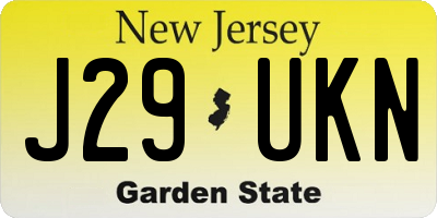 NJ license plate J29UKN