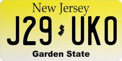 NJ license plate J29UKO