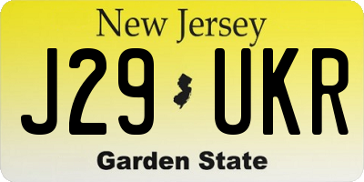NJ license plate J29UKR