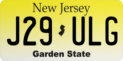 NJ license plate J29ULG