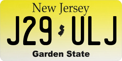 NJ license plate J29ULJ