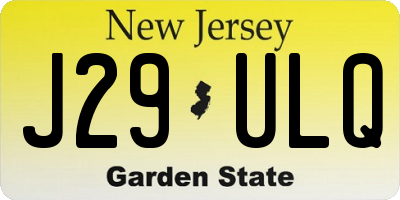 NJ license plate J29ULQ
