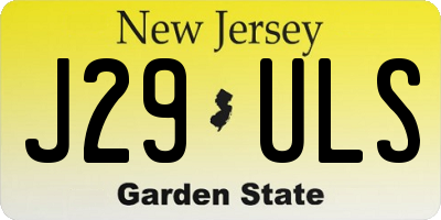 NJ license plate J29ULS