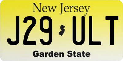 NJ license plate J29ULT