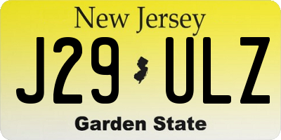 NJ license plate J29ULZ