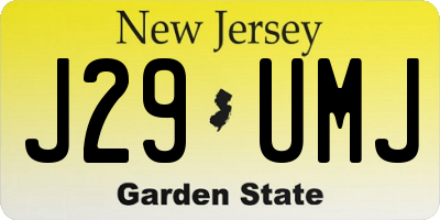 NJ license plate J29UMJ