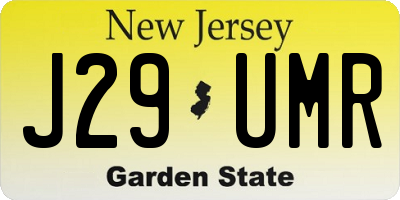 NJ license plate J29UMR