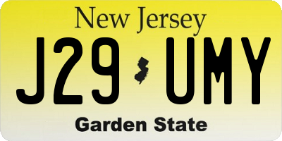 NJ license plate J29UMY