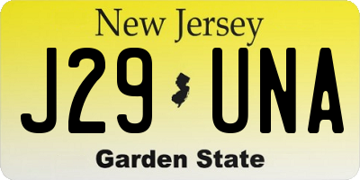 NJ license plate J29UNA