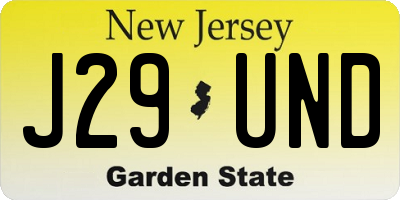 NJ license plate J29UND