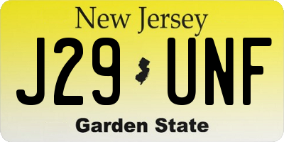 NJ license plate J29UNF