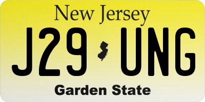 NJ license plate J29UNG