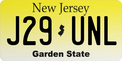 NJ license plate J29UNL