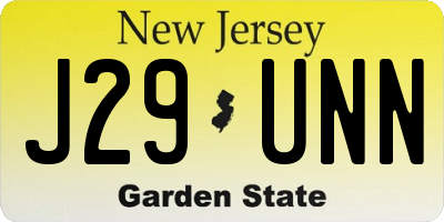NJ license plate J29UNN