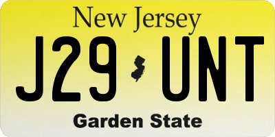 NJ license plate J29UNT