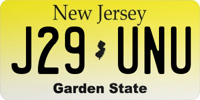 NJ license plate J29UNU