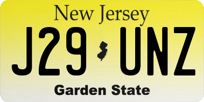 NJ license plate J29UNZ