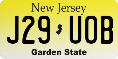 NJ license plate J29UOB