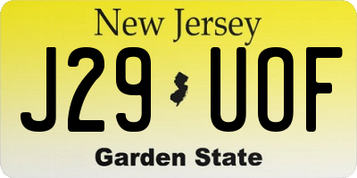 NJ license plate J29UOF